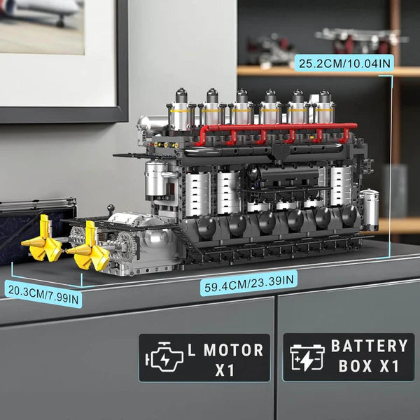 Doppelpropeller Marine-Diesel-Motor | 3221 Teile