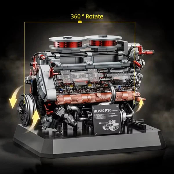 WW2 Deutscher V8 Panzer-Motor | 1235 Teile