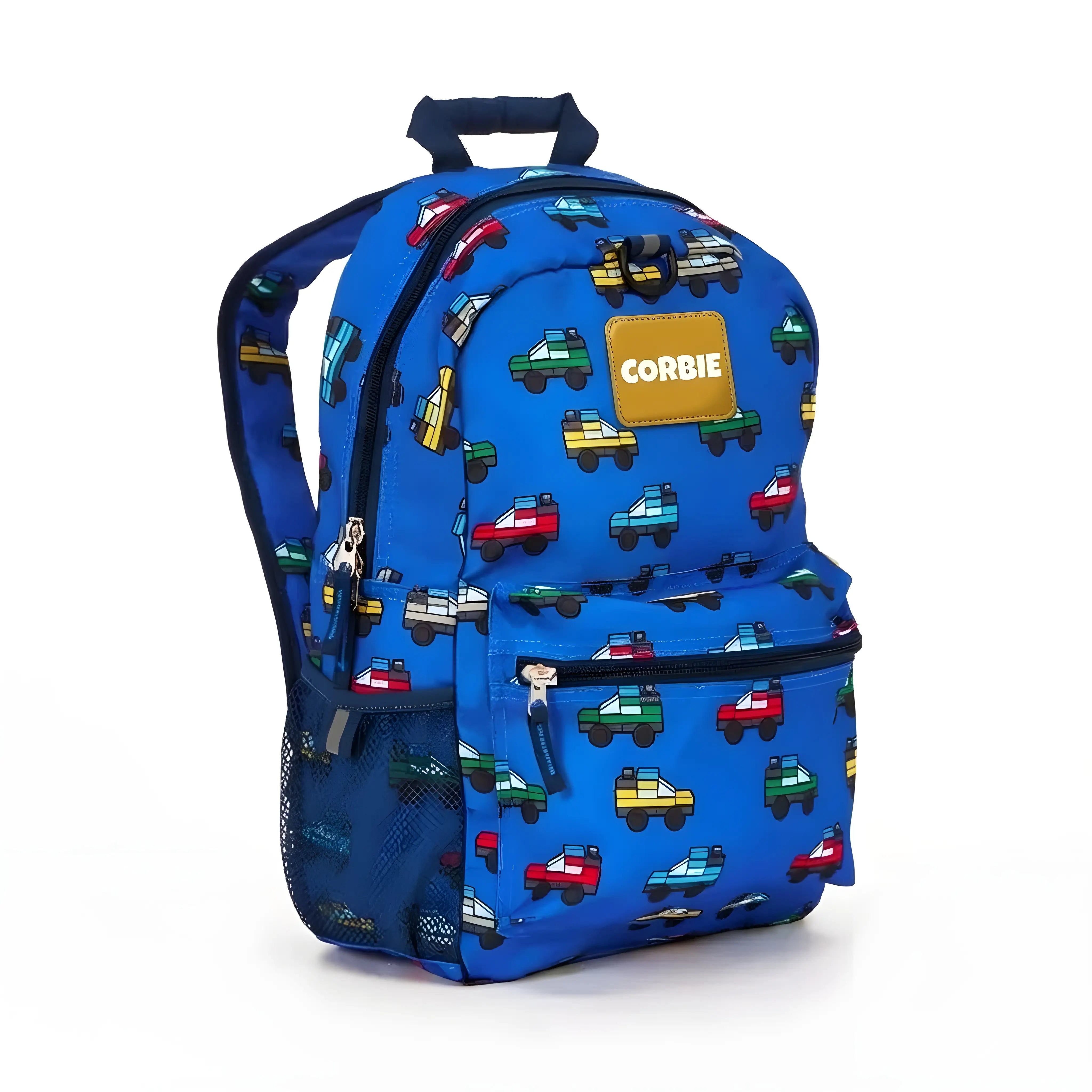 Rucksack in Blau mit Autos
